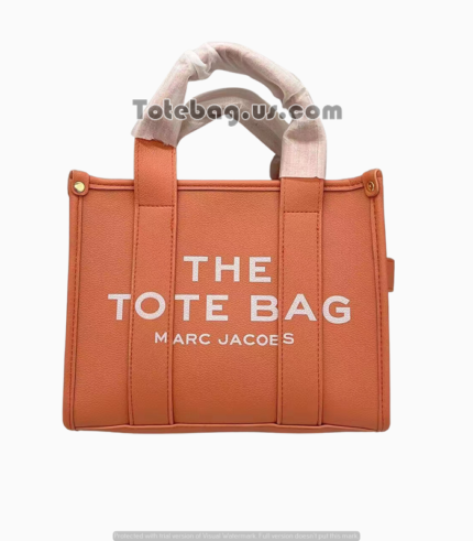 Leather Tote Bag in Orange Salmon By Marc Jacobs