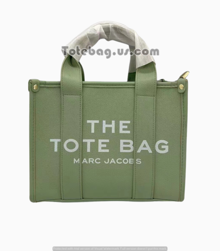 Leather Tote Bag in Grey Green By Marc Jacobs