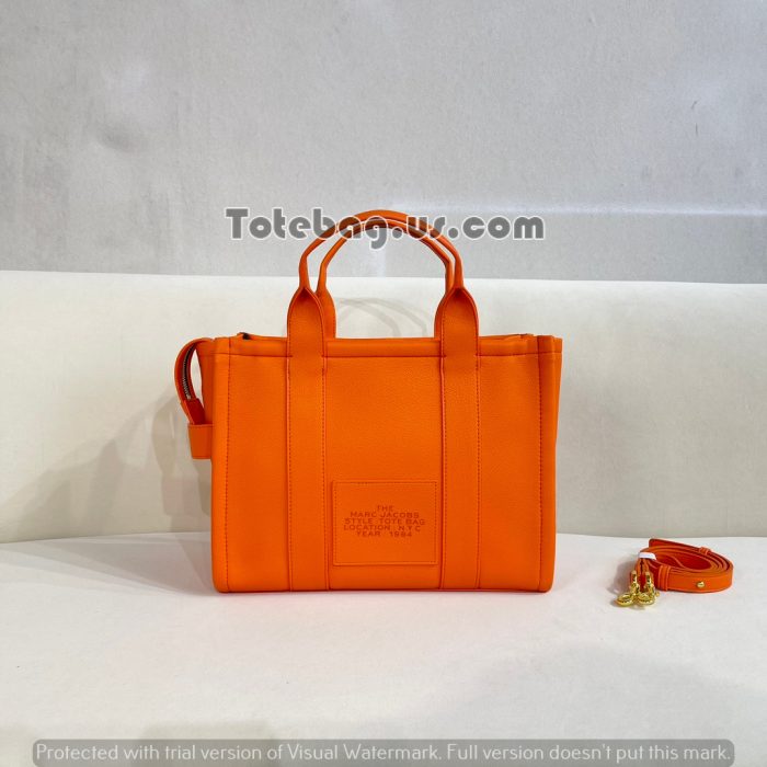 Deep Orange Leather Tote Bag by Marc Jacobs - Image 2