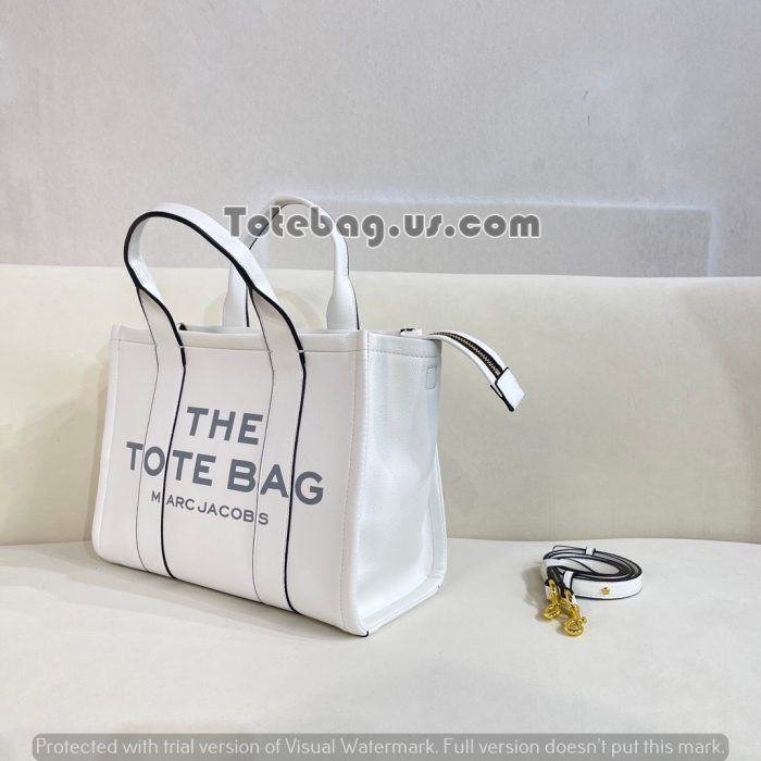Titan White Leather Tote Bag by Marc Jacobs - Image 8